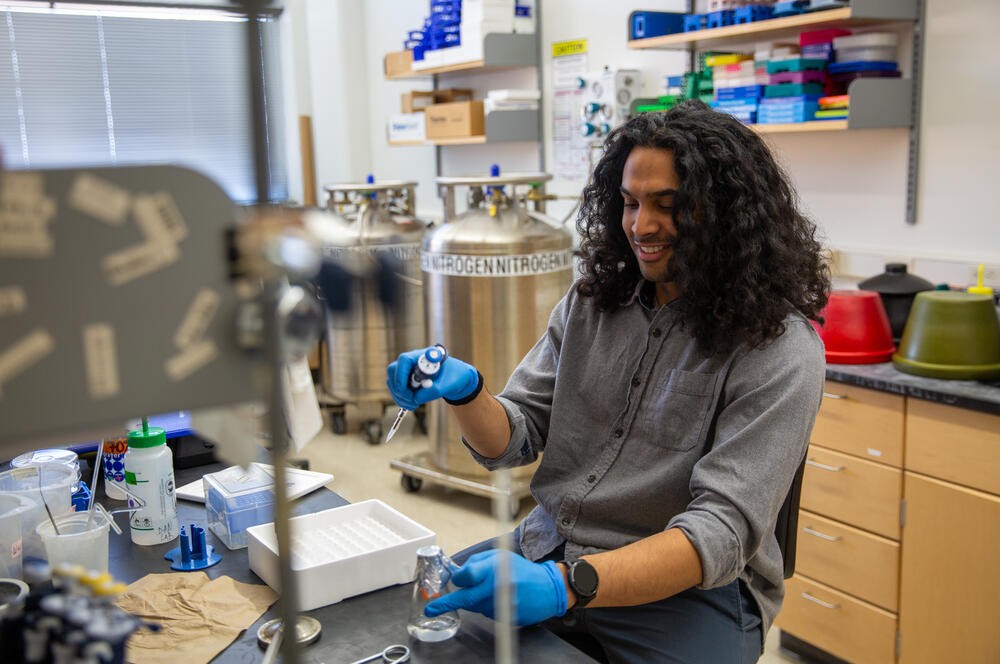 Researcher at lab bench