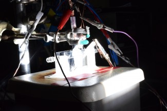 Photoelectrolysis cell in the lab of Song Jin