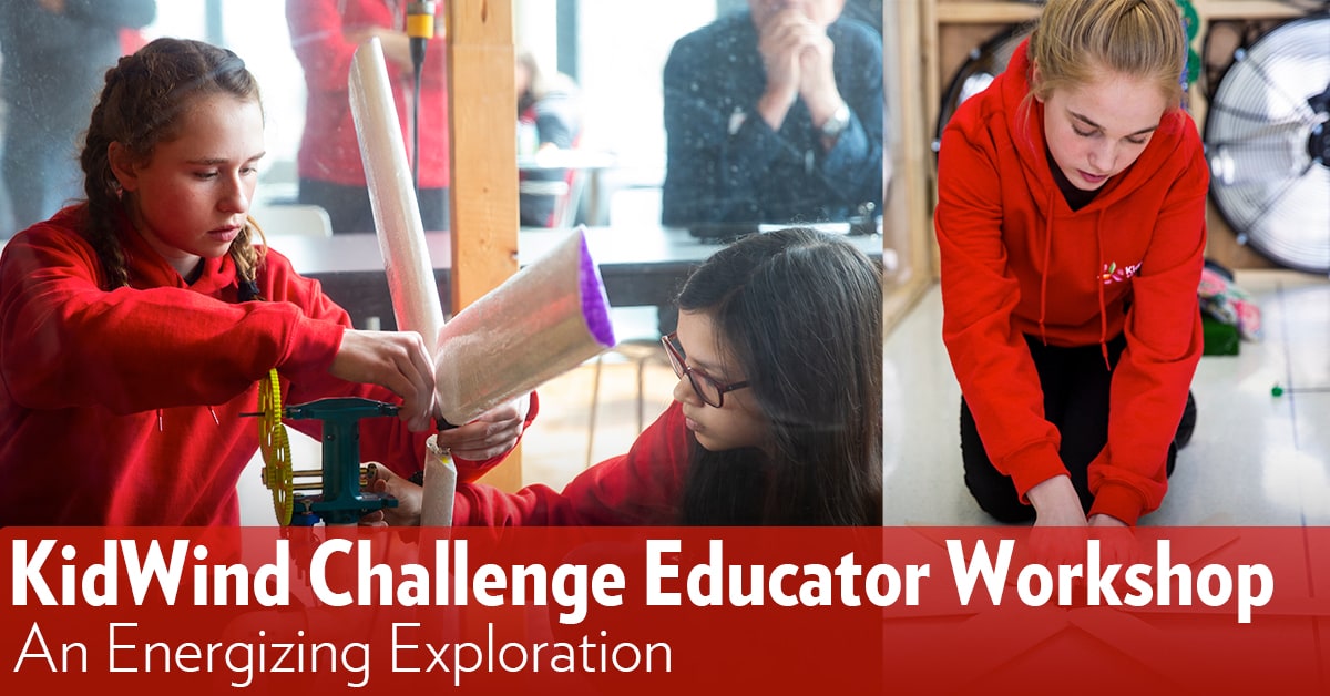 Educator Workshop Banner showing students working with turbines
