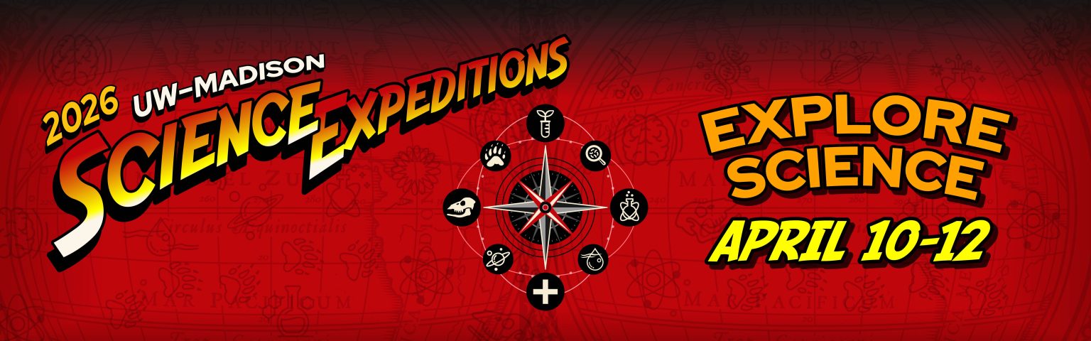 science expeditions banner featuring a compass with science art and "Indiana Jones-esque" font