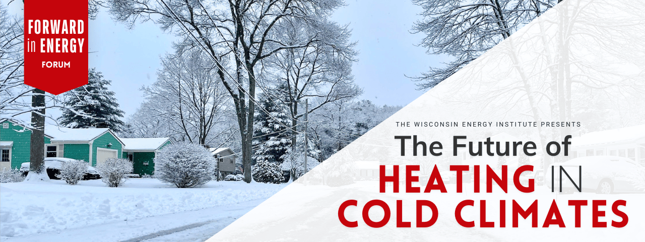 Image showing a neighborhood street covered in snow with the Forward in Energy Forum banner in red overlaid. 