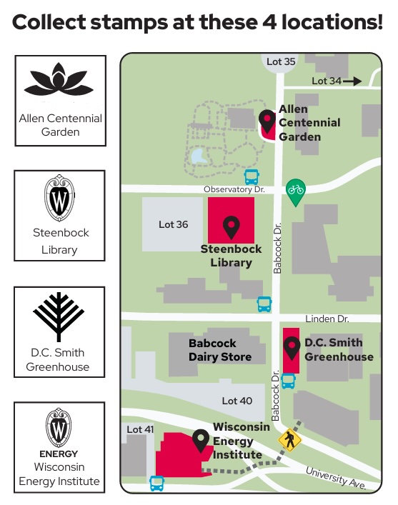 Map of four Family Gardening Day Destinations