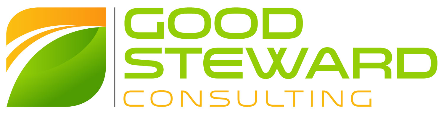 Good Steward Consulting logo with a green and orange leaf on the right
