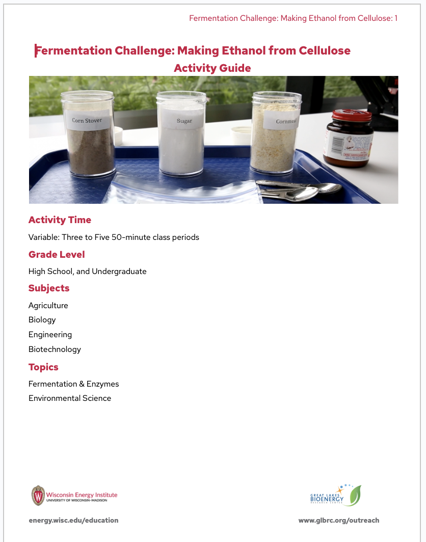 An image of the first page of the activity guide