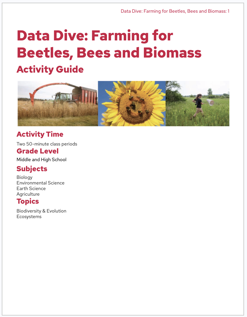 An image of the first page of the activity guide