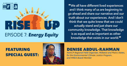 Rise Up Midwest's logo along with Denise Abdul-Rahman's headshot