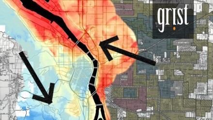 Overhead diagram showing extreme heat locations in Portland, Oregon