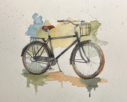 watercolor painting of a bicycle