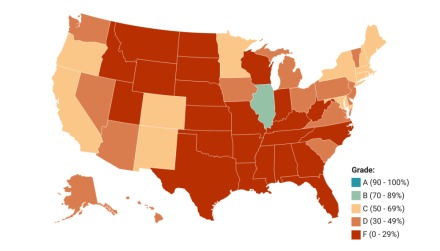 Color coded map of the United States