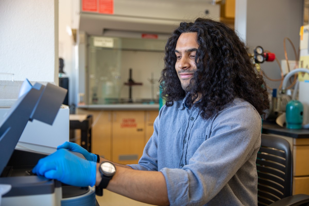 Researcher at lab bench