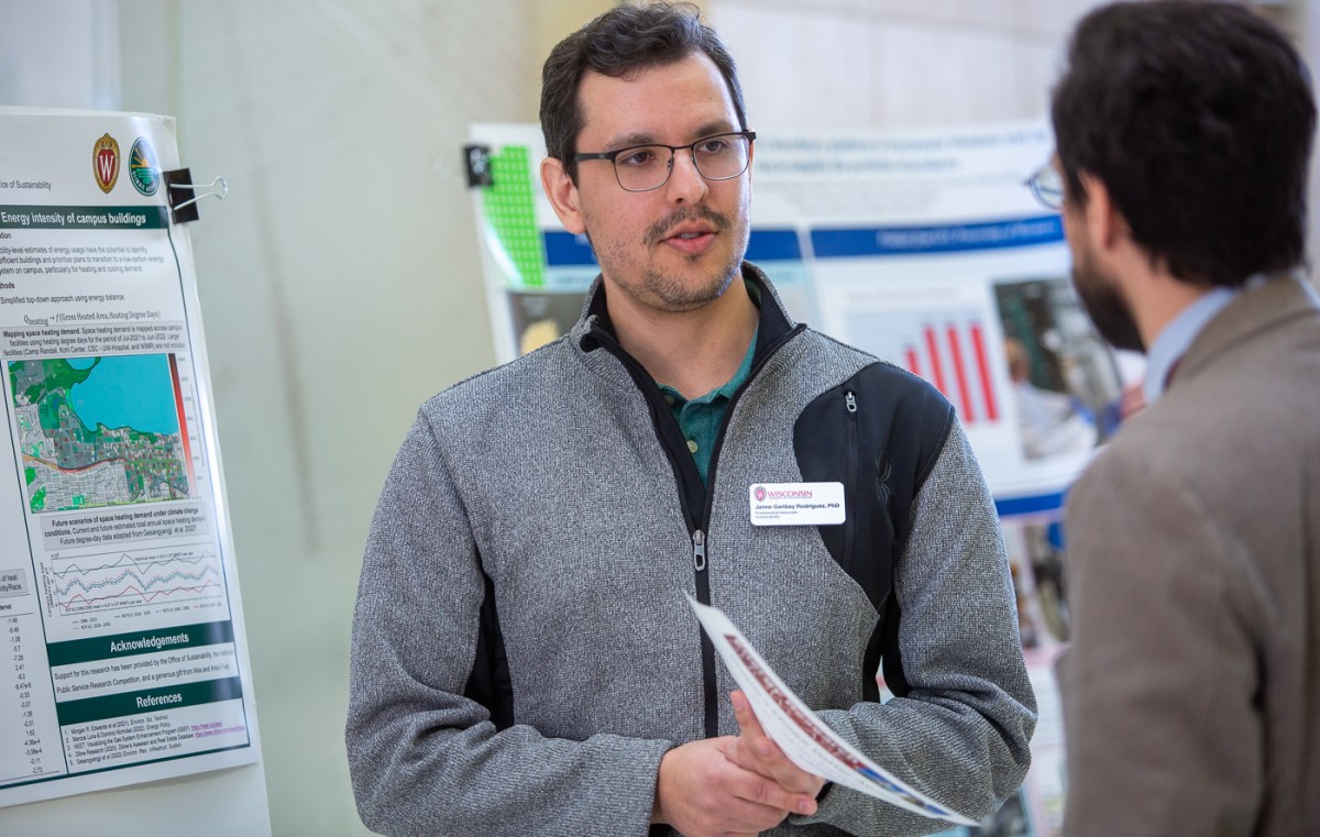 Jaime Garibay Rodriguez presenting his poster at the WEI Research Showcase