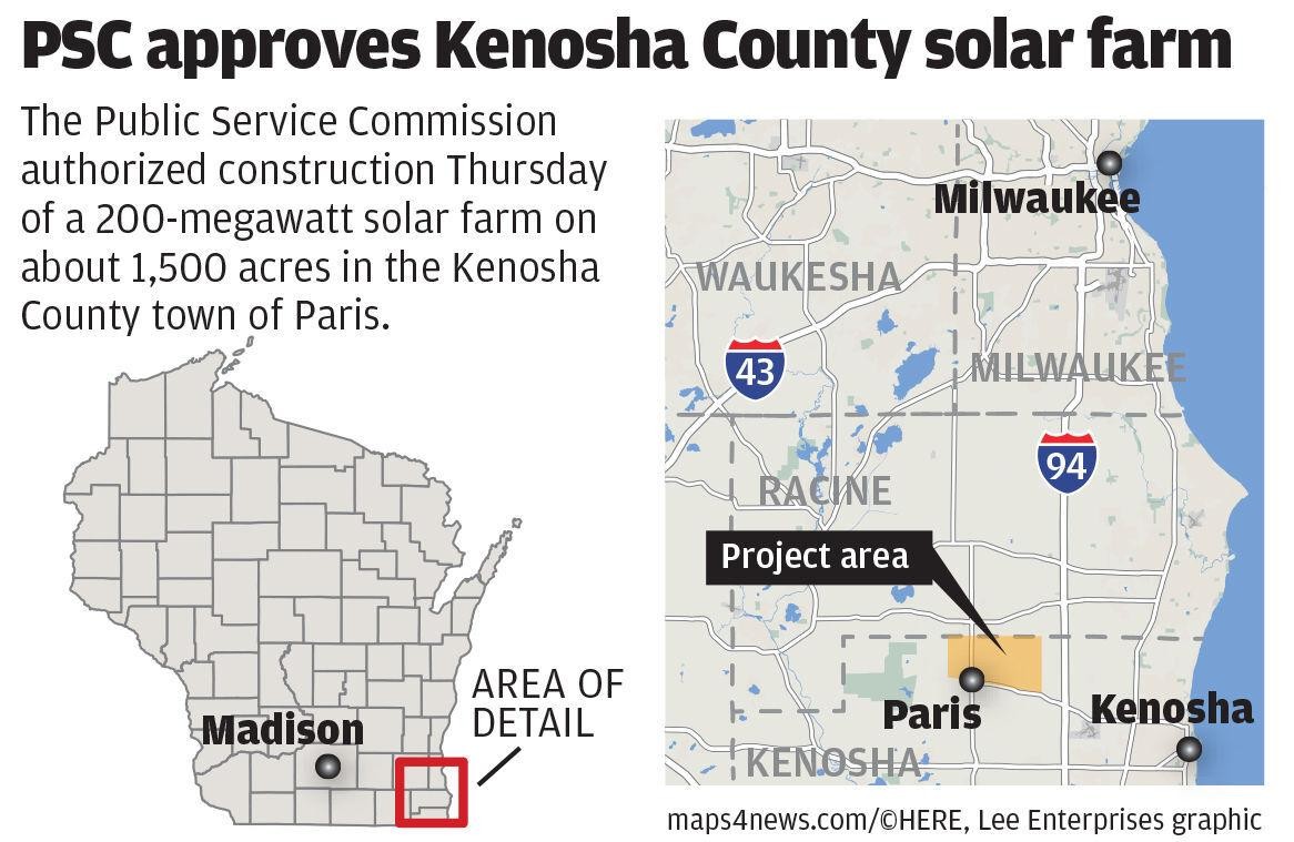 PSC approves 200MW Kenosha County solar farm with possible battery