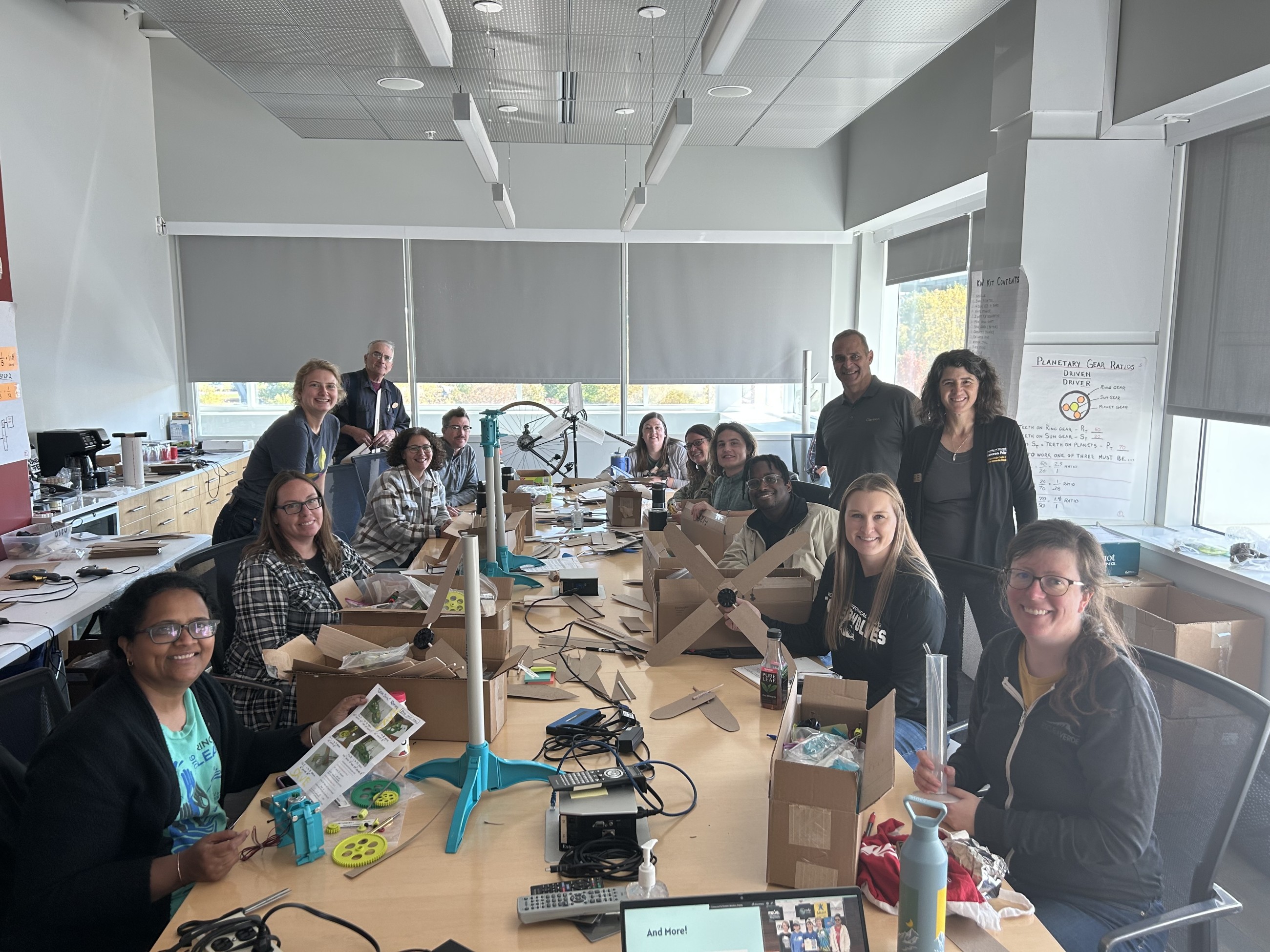 Educators at KidWind Workshops dive into a KidWind kit that they can bring back to their teaching spaces.