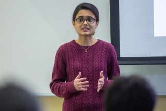 Researcher giving lecture