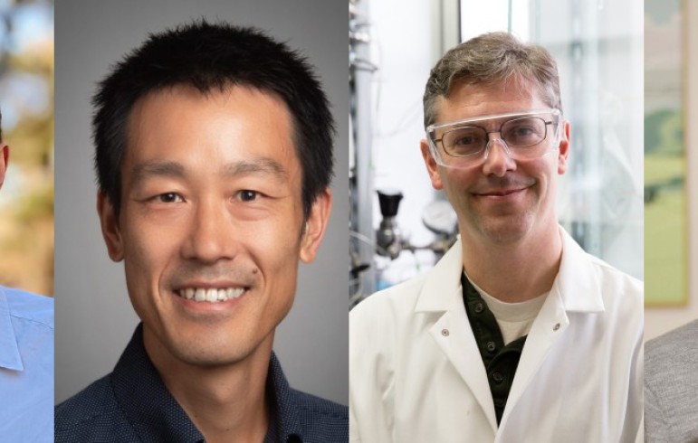 Headshots of Jean-Michel Ane, Hiroshi Maeda, George Huber, and Bu Wang