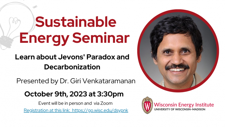 A digital flyer for the Oct. 9 Sustainable Energy Seminar.