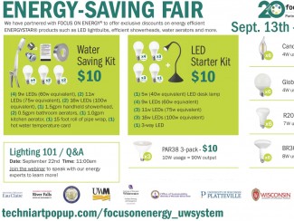 A flyer showing the various products available during the energy-saving fair