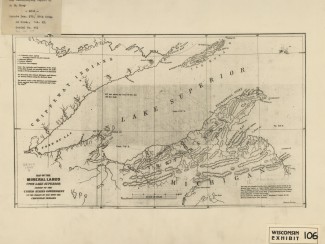 Hand-drawn map of lands surrounding the western half of Lake Superior