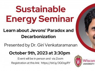 A digital flyer for the Oct. 9 Sustainable Energy Seminar.