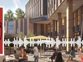Watt's Up, Wisconsin logo with a rendering of the Computer, Data, Information Science building on UW–Madison's campus.