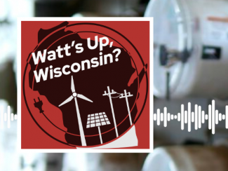Watt's Up, Wisconsin logo with house electricity meters.