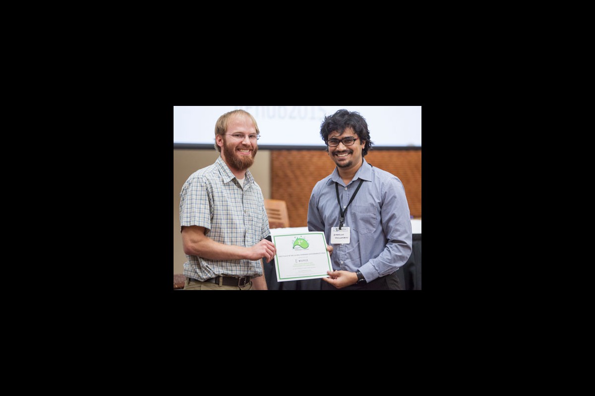 Emonix, represented by Bharadwaj Krishnamurthy, won first place in both the Dvorak Energy Innovation Prize and the Global Stewards Sustainability Prize at the November WESC.
