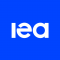 "IEA" in white letters on blue background