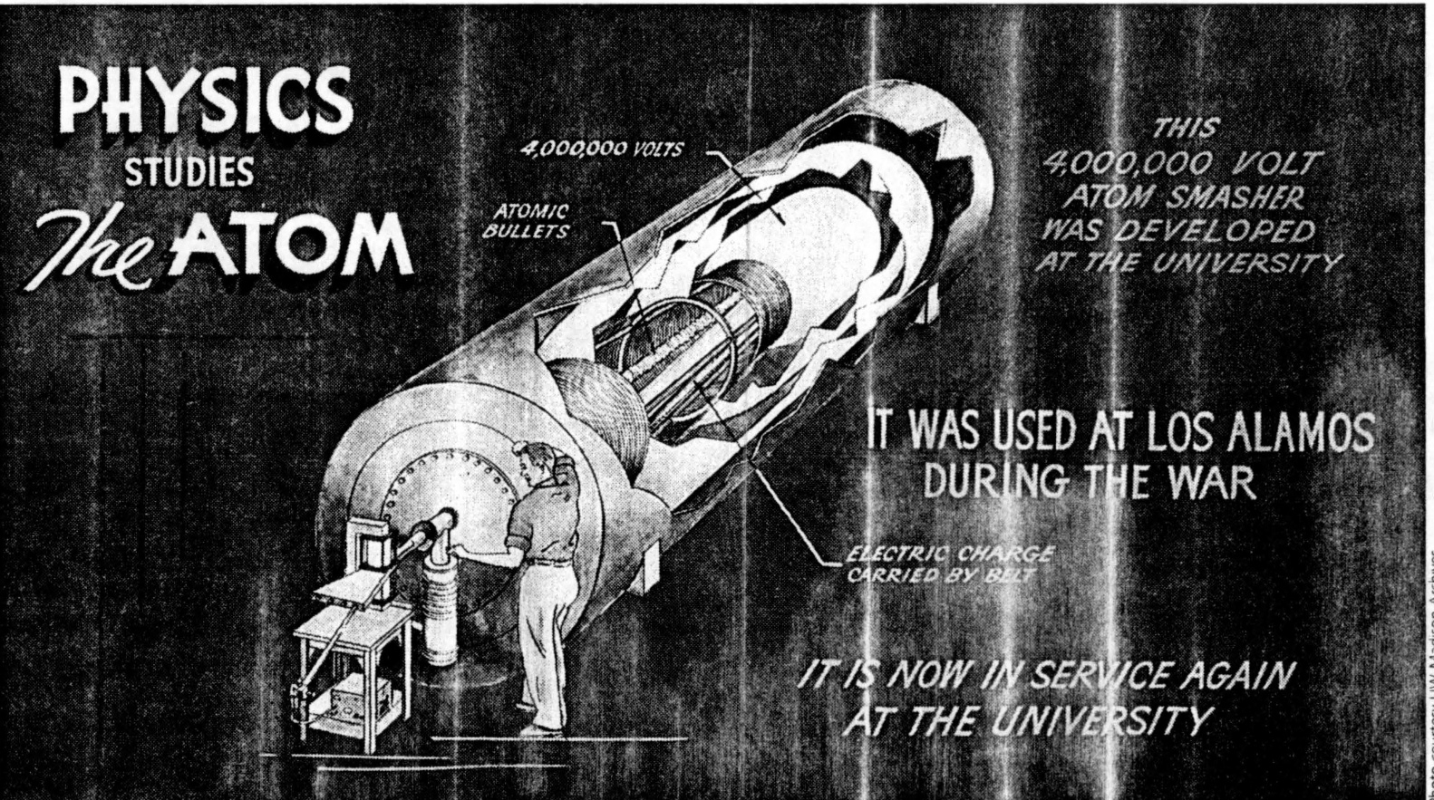 1945 cutaway illustration of a particle accelerator 